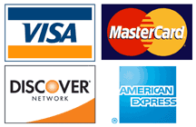 Visa, MasterCard, Discover, American Express Visa, MasterCard, Discover, American Express